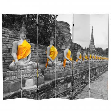 6 ft. Tall Double Sided Golden Buddhas Room Divider